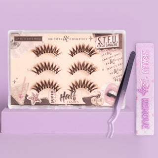 S.T.F.U. Cocoa Ganache Super Pre-Glued Half Strip Lash Starter Kit