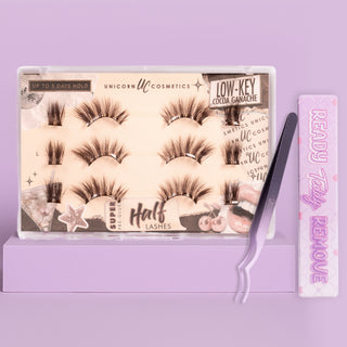 Low-Key Cocoa Ganache Super Pre-Glued Half Strip Lash Starter Kit