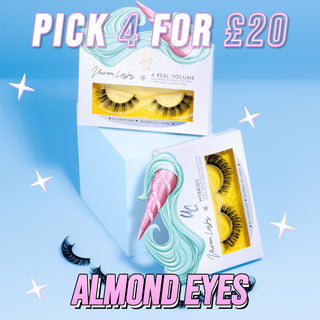 PICK 4 LASHES ALMOND EYES - Unicorn Cosmetics